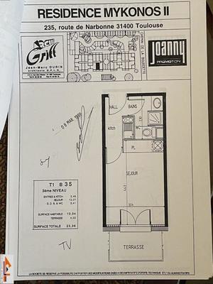 Appartement - 19 m² - 1 pièce