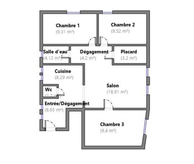 Appartement - 77 m² - 4 pièces