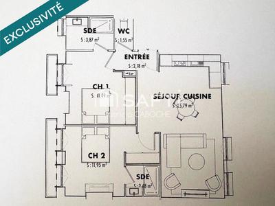 Appartement - 59 m² - 3 pièces