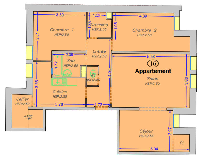 Appartement - 86 m² - 4 pièces