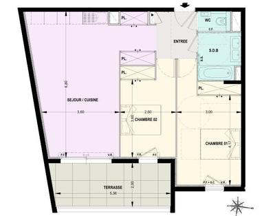 Appartement - 66 m² - 3 pièces