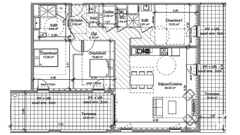 Appartement - 97 m² - 4 pièces