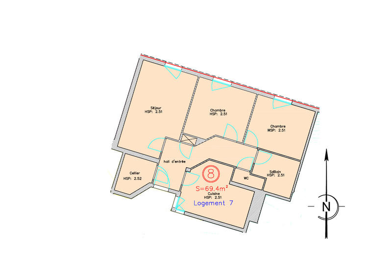 Appartement - 69 m² - 3 pièces