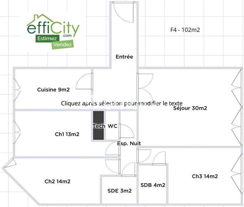 Appartement - 100 m² - 4 pièces