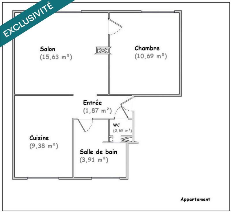 Appartement - 42 m² - 2 pièces