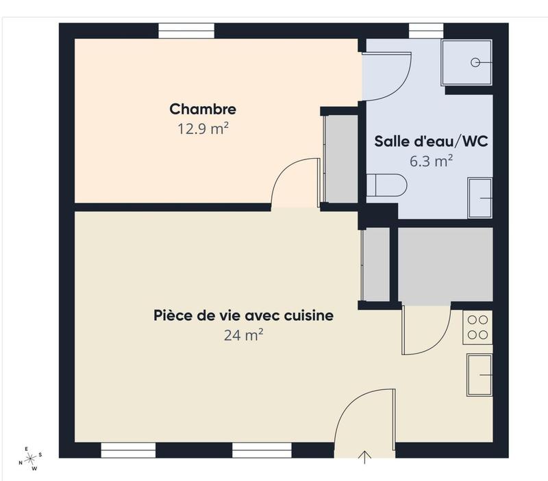 Appartement - 45 m² - 2 pièces
