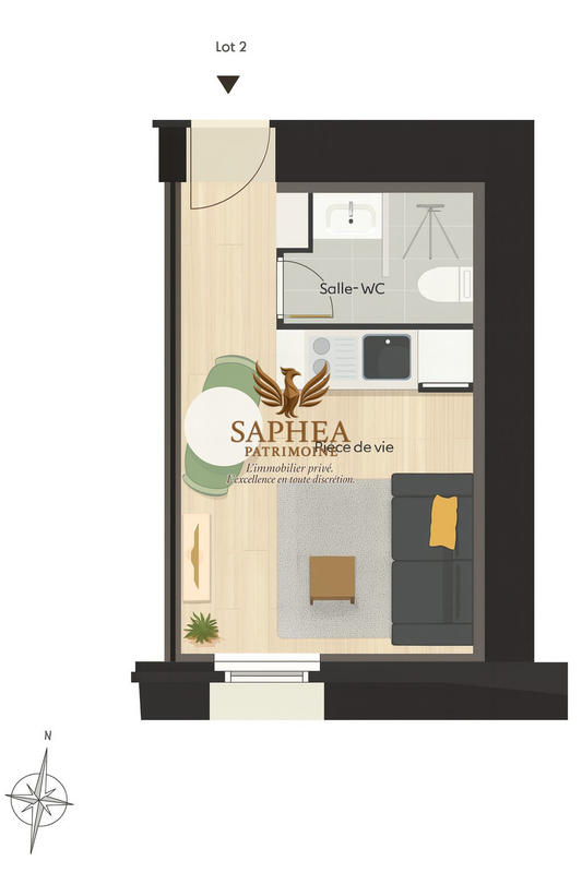 Appartement - 15 m² - 1 pièce