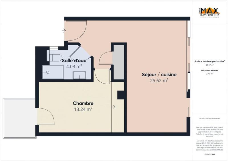 Appartement - 45 m² - 2 pièces