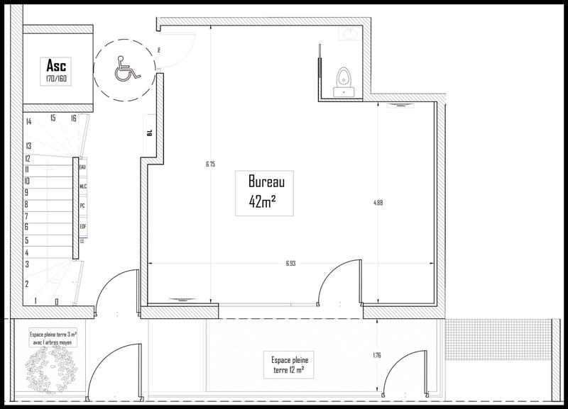 Bureau - 42 m² - 1 pièce