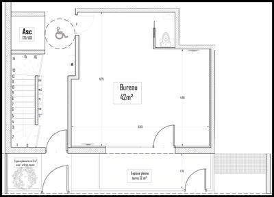 Bureau - 42 m² - 1 pièce