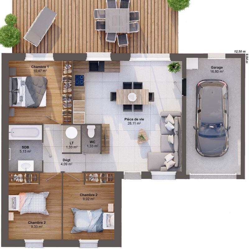 Maison - 68 m² - 5 pièces