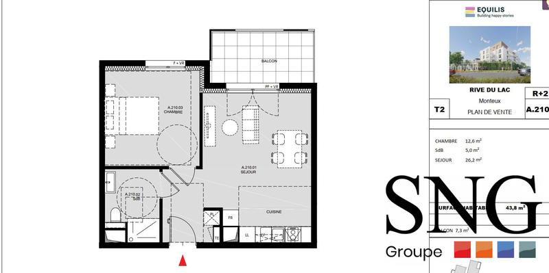 Appartement - 44 m² - 2 pièces