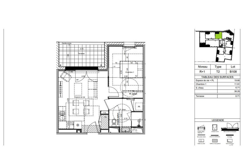 Appartement - 38 m² - 2 pièces