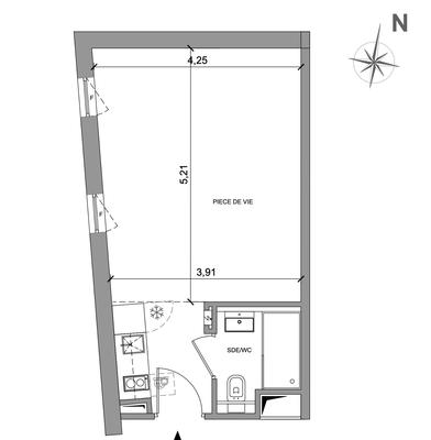 Studio - 29 m² - 1 pièce