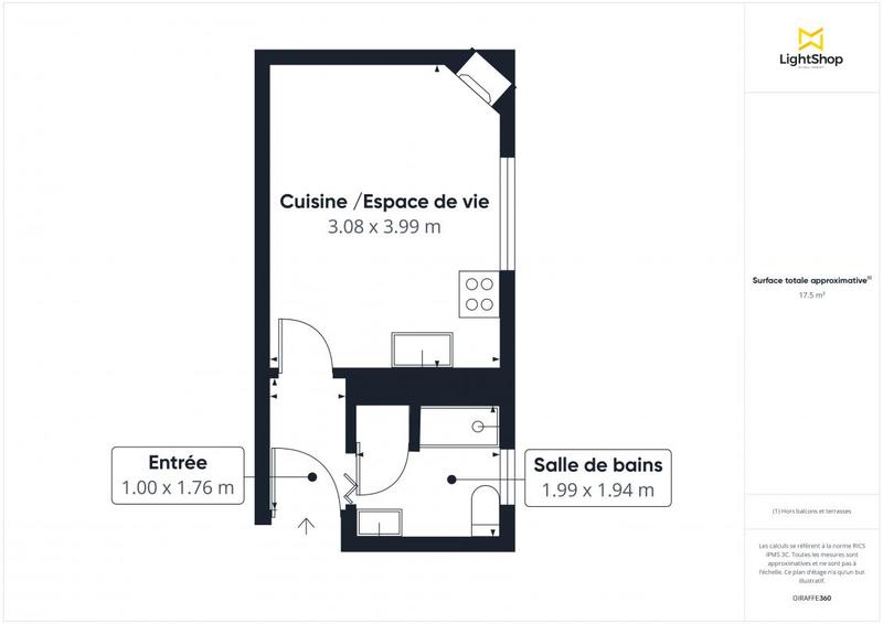 Appartement - 18 m² - 1 pièce