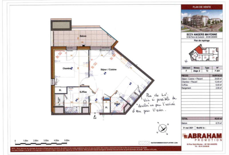 Appartement - 45 m² - 2 pièces