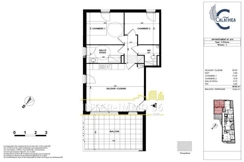 Appartement - 60 m² - 3 pièces