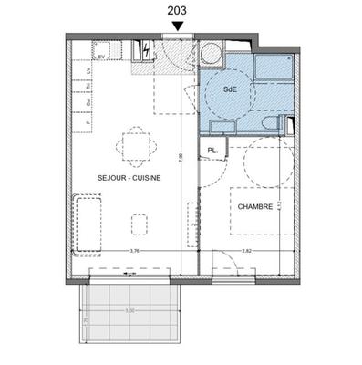 Appartement - 44 m² - 2 pièces