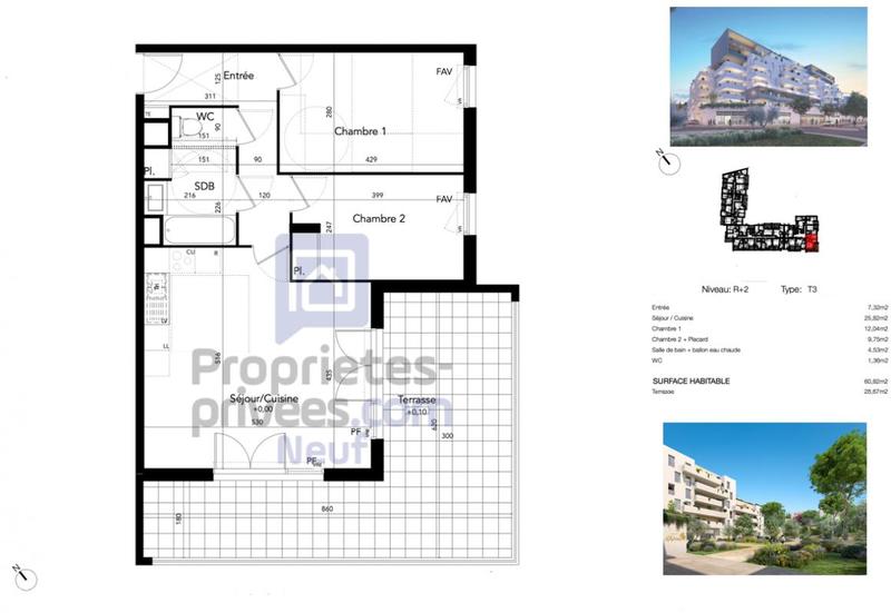 Appartement - 60 m² - 3 pièces