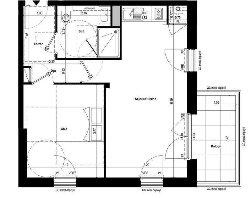 Appartement - 44 m² - 2 pièces