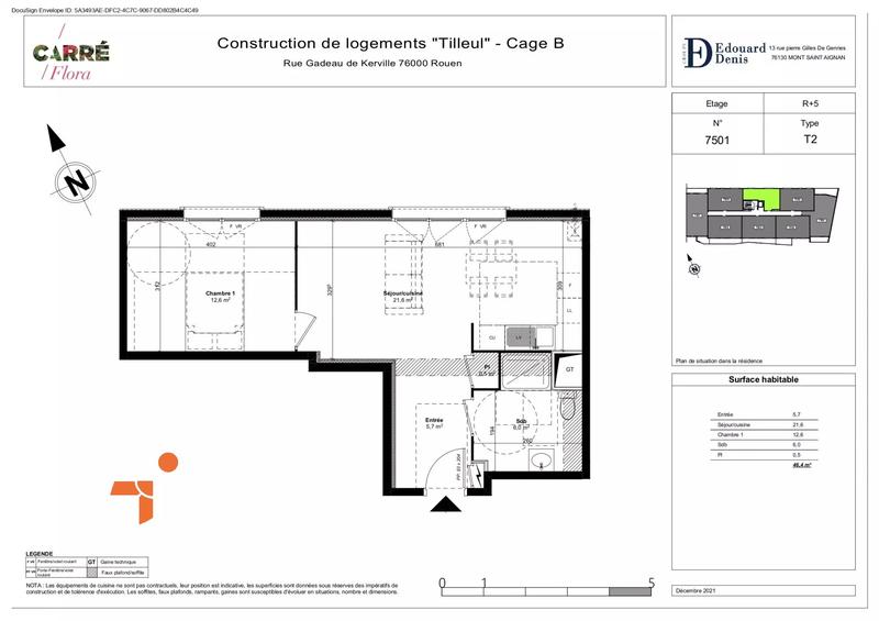 Appartement - 46 m² - 2 pièces