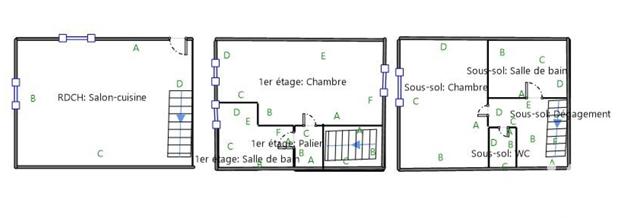 Maison de ville - 75 m² - 3 pièces