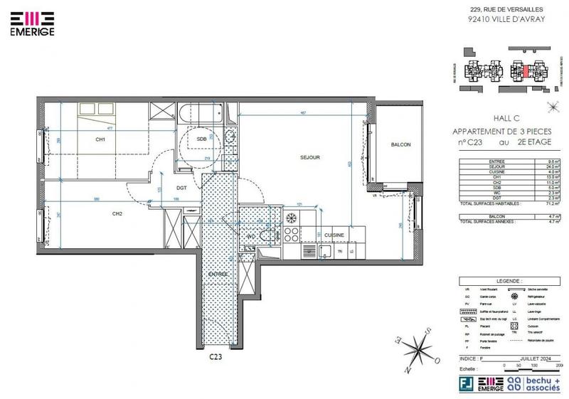 Appartement - 76 m² - 3 pièces