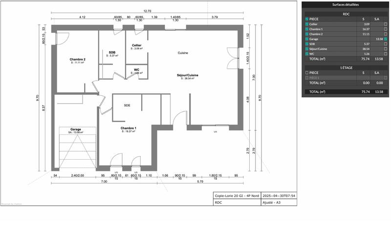 Maison - 89 m² - 3 pièces