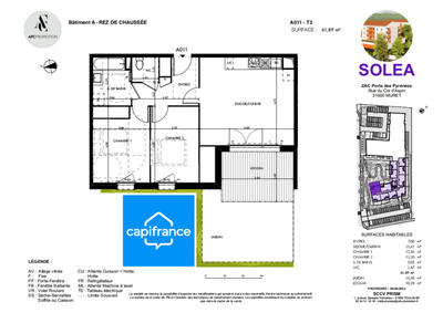 Appartement - 62 m² - 3 pièces