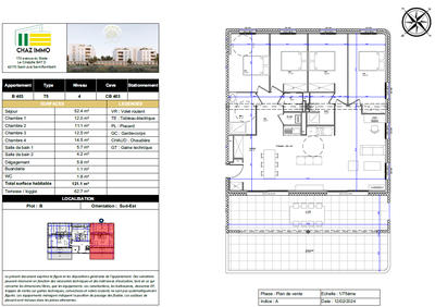 Appartement - 121 m² - 5 pièces