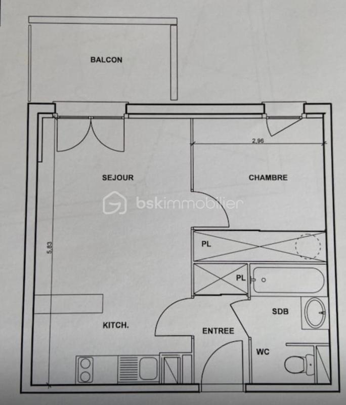 Appartement - 37 m² - 2 pièces
