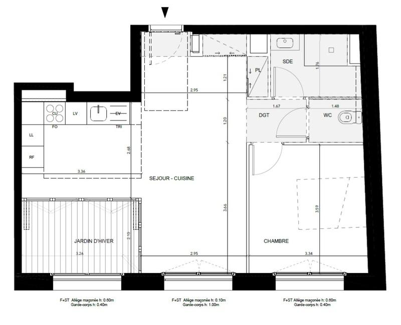 Appartement - 56 m² - 2 pièces