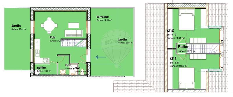 Maison - 71 m² - 3 pièces