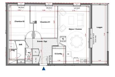Appartement - 65 m² - 3 pièces