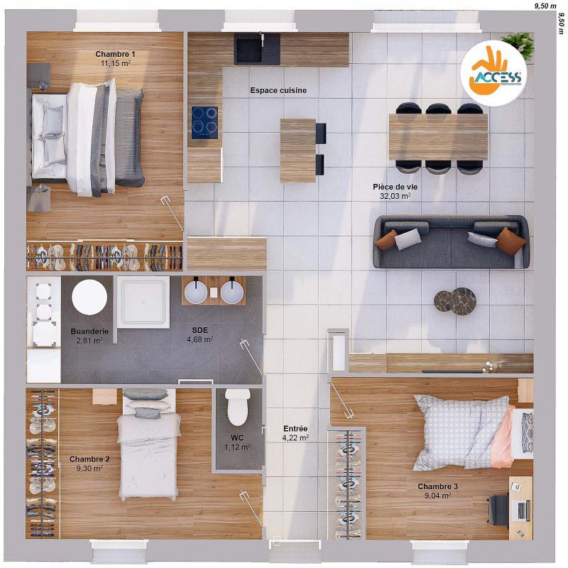 Maison - 74 m² - 5 pièces