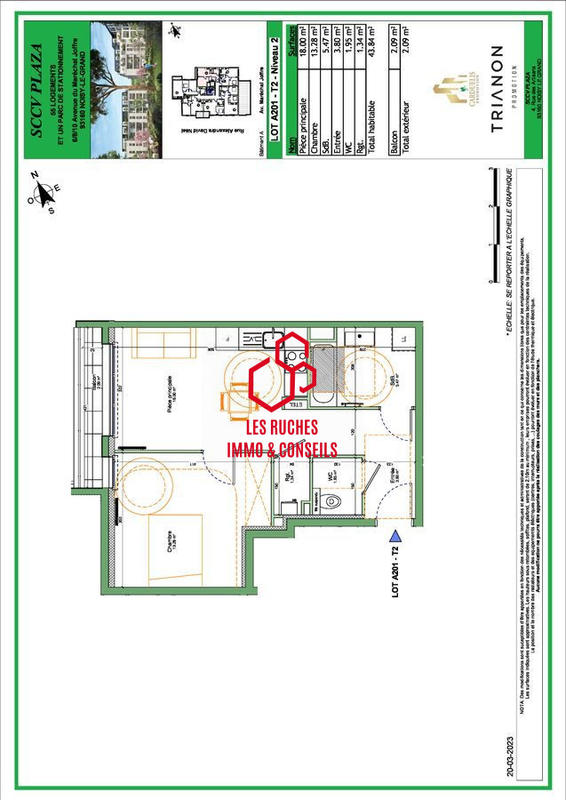 Appartement - 45 m² - 2 pièces