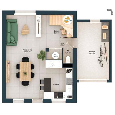 Maison - 74 m² - 5 pièces