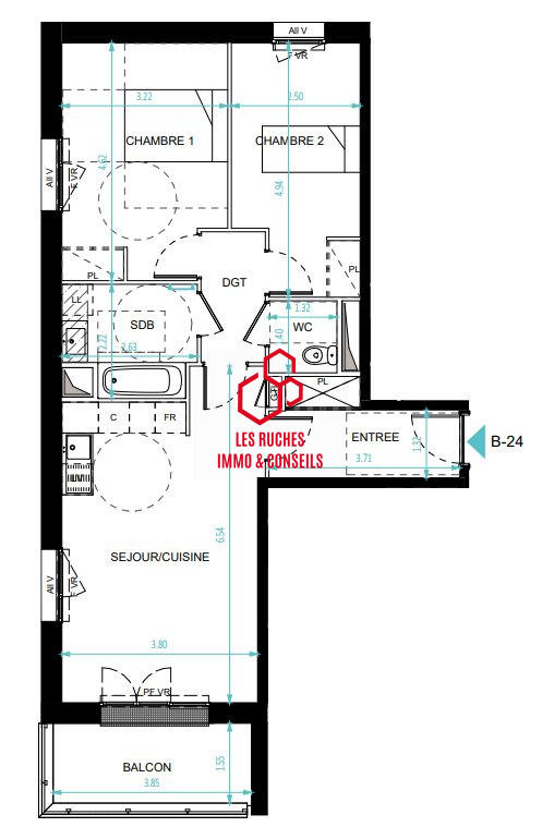Appartement - 65 m² - 3 pièces