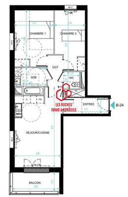 Appartement - 65 m² - 3 pièces