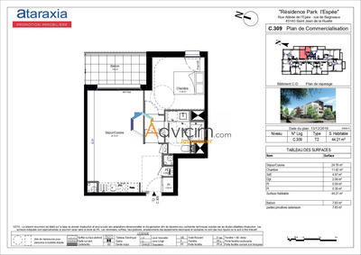 Appartement - 44 m² - 2 pièces
