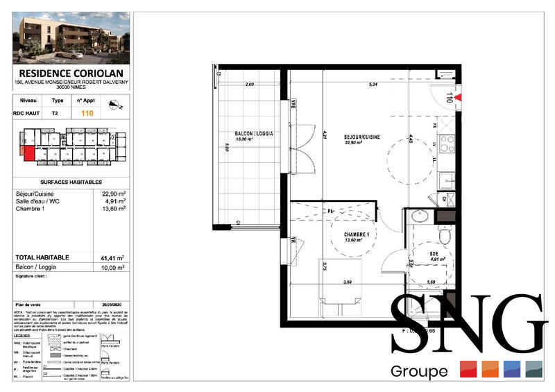 Appartement - 41 m² - 2 pièces
