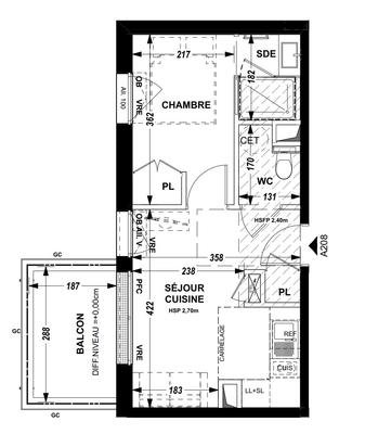 Appartement - 26 m² - 2 pièces