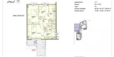 Duplex - 130 m² - 4 pièces