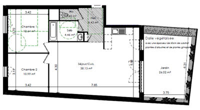 Appartement - 73 m² - 3 pièces