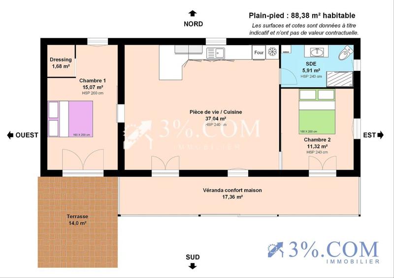 Maison - 90 m² - 4 pièces
