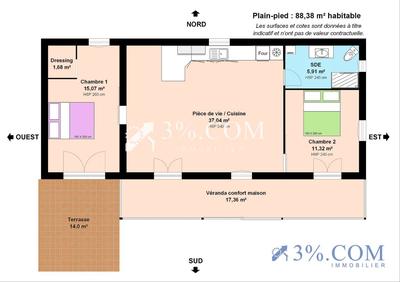 Maison - 90 m² - 4 pièces