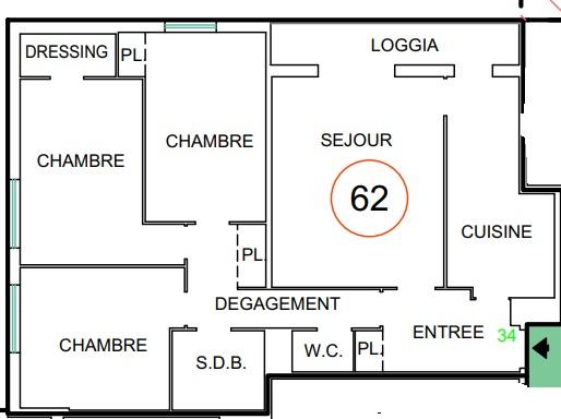 Appartement - 92 m² - 4 pièces