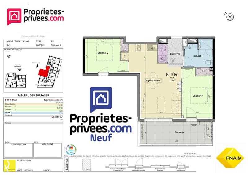 Appartement - 51 m² - 3 pièces