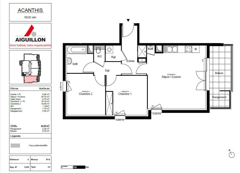 Appartement - 64 m² - 3 pièces