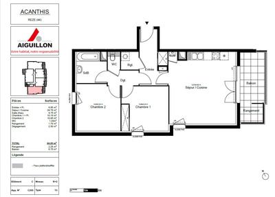 Appartement - 64 m² - 3 pièces